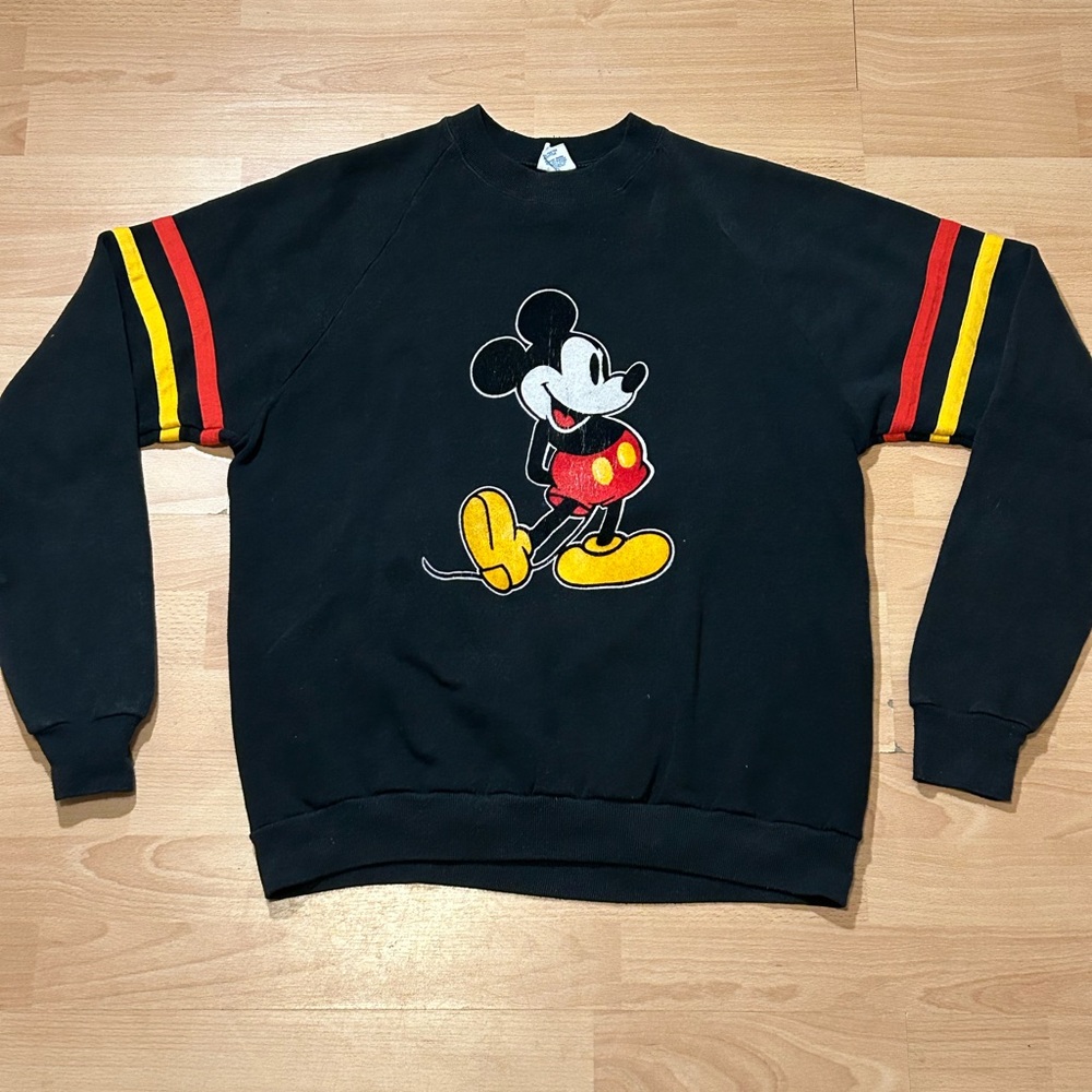 Vintage Disney Black Crewneck Sweater with Mickey Mouse